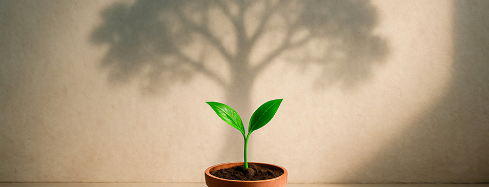 Endless Growth and Potential - Lisa D. Foster, Leadership Coaching & Training plant casting a tree shadow illustrating why hire the right coach