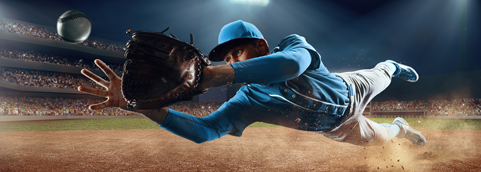 baseball player about to make a catch and take ownership of it