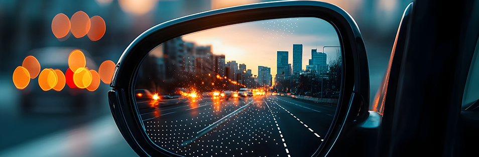 blind spot in the mirror as an image of self-awareness in leadership