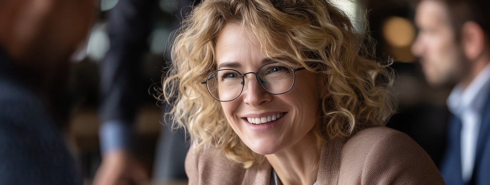 smiling confident leader of other leaders