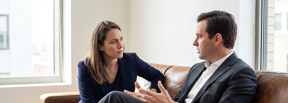 female executive practicing leaderhip empathy as she listens