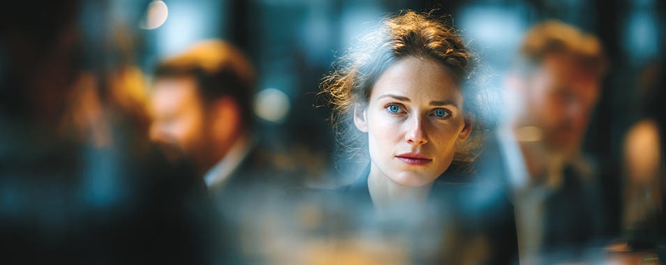 professional woman in a blur as an image of leadership decision making