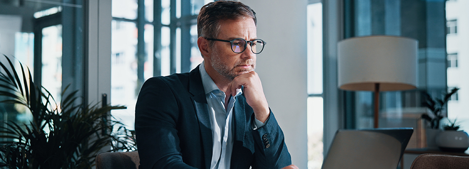 businesman figuring out what to do next as a leader