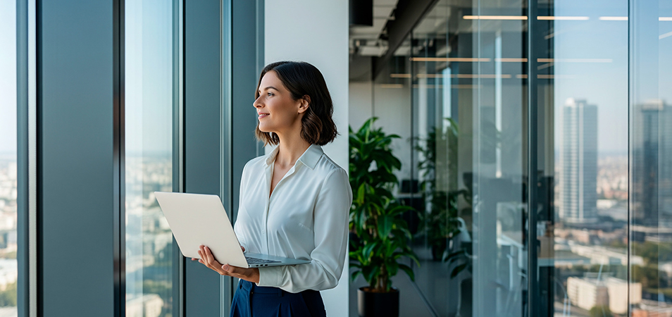 Portrait of a woman who has found best practices to promote leadership growth